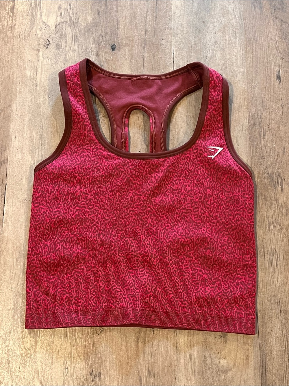 Gymshark Burgundy Print Cross Back Crop Sport Bra S/M